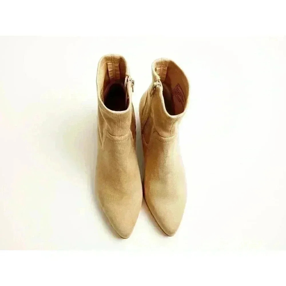 Steve Madden Womens Western Ankle Boots Booties Beige Faux Suede Side Zip 8 M - Picture 4 of 7